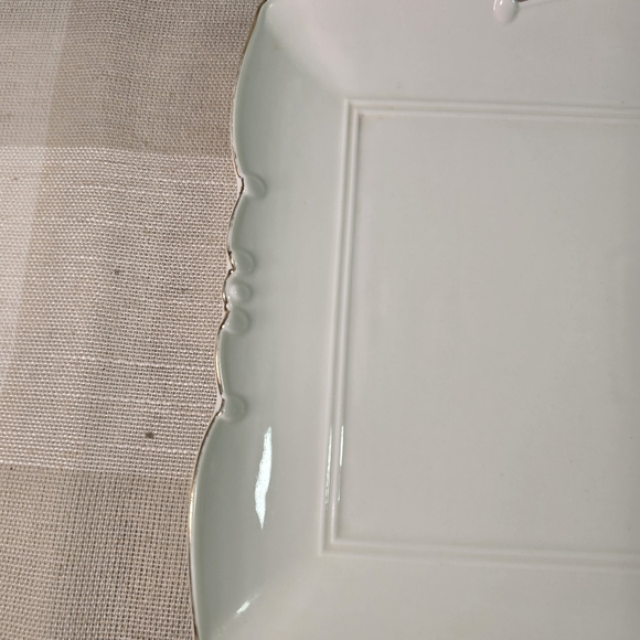 Elegant White Porcelain Vanity Tray Ornate Platter w/Gold Rim French Shabby Chic - Picture 9 of 13